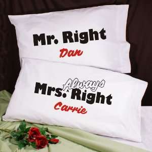 Mr. and Mrs. Right Pillowcase Set 