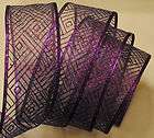 wired ribbon purple sparkle sheer diagonal diamond holid ay craft
