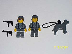 Lego 2 Minifig WWII German Guard Dog Patrol  
