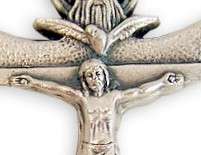 Jesus Crucifix Pectoral Cross W/Dove And God Halo  