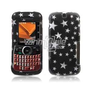 VMG Motorola Clutch i465   Silver Black Stars Design Hard 2 Pc Plastic 