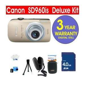  Canon PowerShot SD960 IS 12.1 MP Digital Camera (Gold) + 4 GB High 