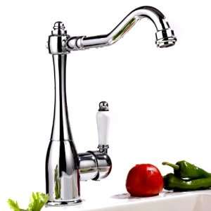 Traditional Single Handle High Rise Swivel Spout Kitchen Sink Faucet 