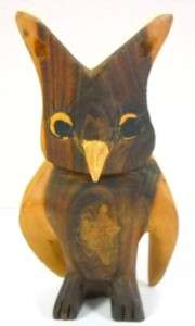 Vintage Carved Wool Horned Owl Figurine Sculpture CUTE  