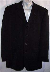 38R Midtown Man SOLID JET BLACK POLYESTER 4Btn sport coat suit blazer 