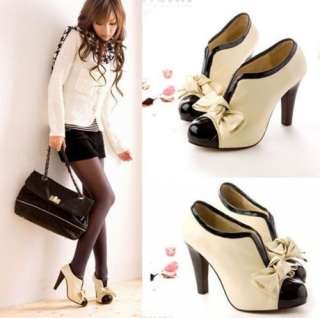 WOMEN SEXY HIGH HEEL BEIGE TIE FASHION ANKLE SHOES BOOTS#x23  