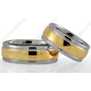    Palladium Two Toned His and Her Wedding Ring Set, 6mm Wide Jewelry