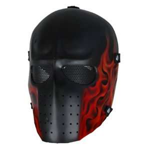   Custom Airsoft Wire Mesh Army Mask (Red Flame)