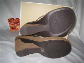 New MICHAEL KORS Warren Bronze Metallic Leather Thong Sandals Shoes 8 