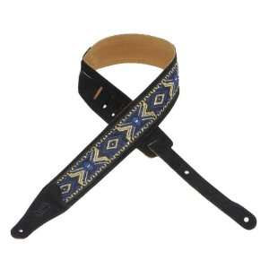  Levys Hootenanny Poly Strap   Blue/Yellow 2.5 inch Leather 