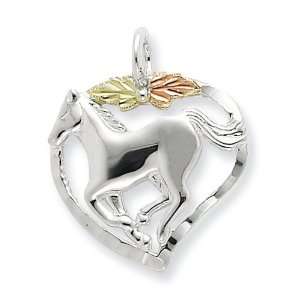  Sterling Silver & 12K Horse In Heart Necklace Jewelry