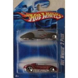  Hot Wheels 2 Pack (Grey/Black and Burgundy Colors) Toys 