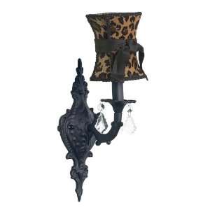   Scroll Wall Sconce with Leopard Hourglass Shade