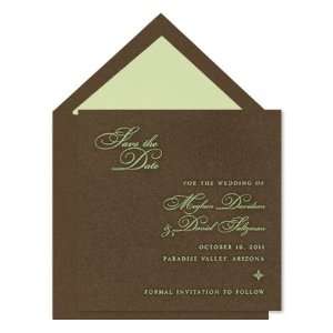  Bronze Shimmer Flat Square Save the Date Card with Bronze 