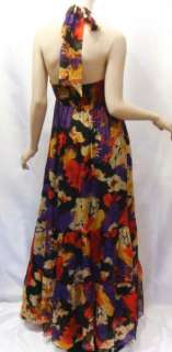   MISS ME MM Couture Silk Chiffon Halter Floral Long Maxi Dress M  