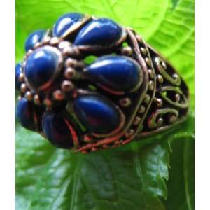  Solid Copper Ring CR2195 Size 7   Lapis stones Everything 