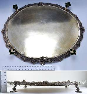 INCREDIBLE EARLY VICTORIAN HUGE SILVER TRAY HAND ENGRAVED/CHASED 