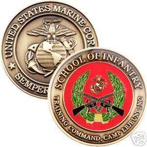 Marine Corps School of Infantry Challenge Coin. USMC  