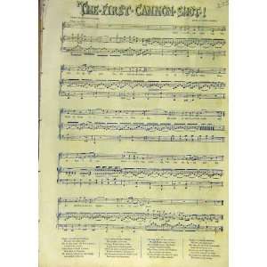   1853 First Cannon Shot Song Melody Music Score Print