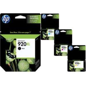  Genuine HP 920XL 920 XL 4 Color Pack Inkjets (Black, Cyan 