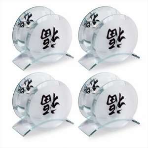  Chinese Round Shaped Good Fortune Candle Holders 4 Pc 