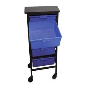  Mobile Work Center With 1 Single, 4 Double Blue Storage 