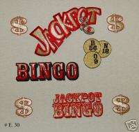 8PCS~BINGO JACKPOT~EMBROIDERED IRON ON APPLIQUES  