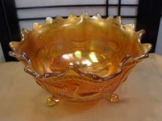 Vtg RARE NORTHWOOD PEACOCK AT THE FOUNTAIN Footed Big Fruit Bowl 