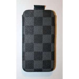  iPhone 4 Pouch Leather Case Cover Gray Checker Everything 