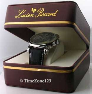 MENS LUCIEN PICCARD LEATHER WATCH 26821BK  