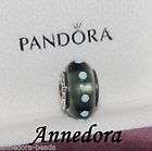 Authentic Pandora 925 ALE Murano Glass Black / Blue Seeing spots 