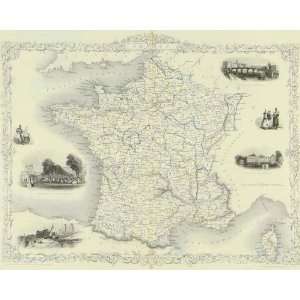  Antique Map of Europe France, 1851
