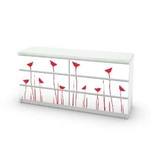    Poppy roses Decal for IKEA Malm Dresser 3x2 Drawers