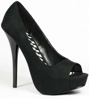 Black Suede Fashion Peep Toe Platform Pump Heel 8 us  