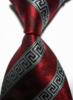 New Classic Patterns Red White Black Jacquard Woven 100% Silk Mens 