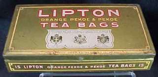 Vintage Lipton Orange Pekoe Tea Bag Tin with Lid  