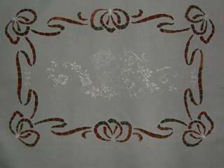 Antique linen handmade tablecloth with Angel.  