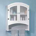 White Wood Bathroom Linen Wall Cabinet wi
