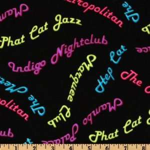  44 Wide Phat Cat Jazz Words Black/Multi Fabric By The 