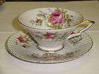 Lefton China Hand Painted Tea Cup and Saucer Floral Scalloped Plate 