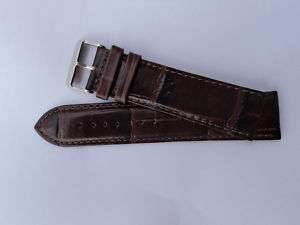Genuine Leather Watch Strap Croc Grain Dark Brown 22mm  