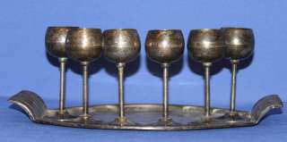 Lenk Austria Set 6 Vintage Silver Plated Goblets & Tray  
