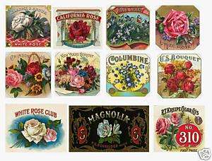 Antique Floral Flower Crate Labels~Collage Sheet A102  