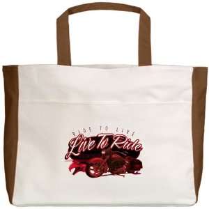    Beach Tote Mocha Live to Ride Ride to Live 