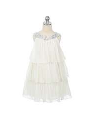 sweet kids toddler little girl cream tiered sequined party dress 2t 12