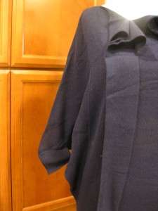 NEW LANVIN En Bleu Ruffle wool blend 2 Way sweater in Navy/Camel/Gray 