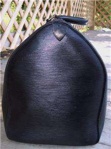 Authentic LOUIS VUITTON black epi leather KEEPALL 50 duffle tote bag 