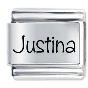  Name Justina Gift Laser Italian Charm Pugster Jewelry