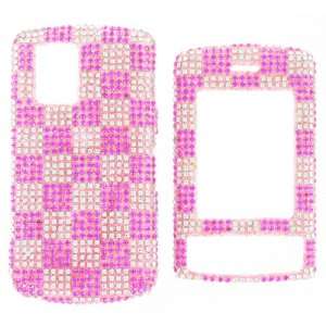 PINK CHECKERED CRYSTALS DIVA design for LG Cu720 Shine snap on cover 