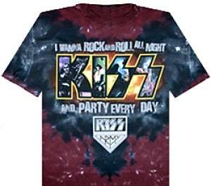 Kiss Army I Wanna Rock n Roll All Night Tie Dye T Shirt XL XXL  